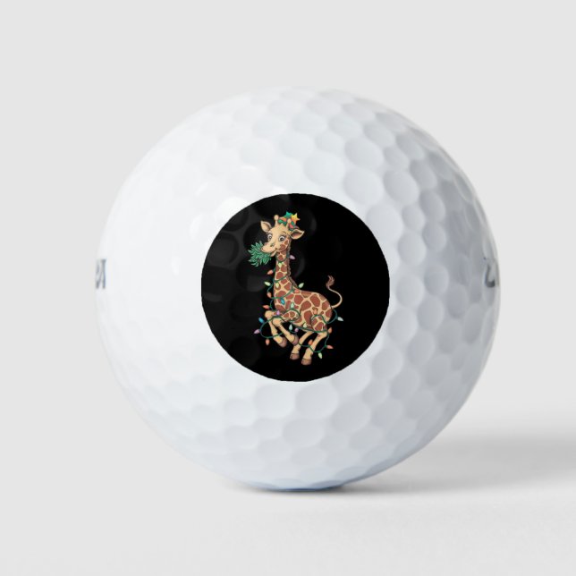 Funny Christmas Tree Giraffe Lover Gift Love  Golf Balls (Front)