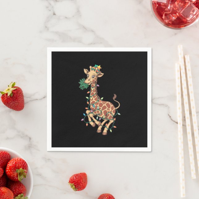 Funny Christmas Tree Giraffe Lover Gift Love  Napkin (Insitu)