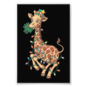 Funny Christmas Tree Giraffe Lover Gift Love  Photo Print