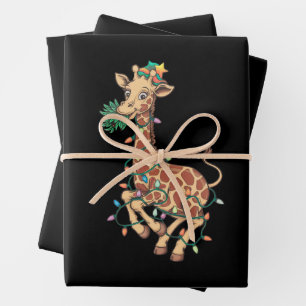 Funny Christmas Tree Giraffe Lover Gift Love  Wrapping Paper Sheet