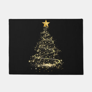 Funny Christmas Tree in Gold Merry Christmas Pajam Doormat