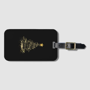 Funny Christmas Tree in Gold Merry Christmas Pajam Luggage Tag