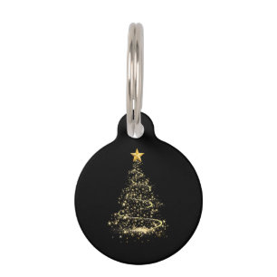 Funny Christmas Tree in Gold Merry Christmas Pajam Pet Tag