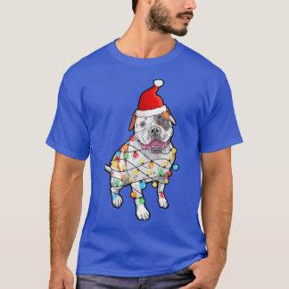 Funny Christmas Tree Light Bulb American Bulldog  T-Shirt