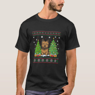 Funny Christmas Tree Lights Cairn Terrier Dog Ugly T-Shirt