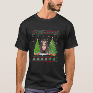 Funny Christmas Tree Lights Monkey Xmas Ugly Sweat T-Shirt