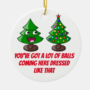 Funny Christmas Tree - Lot of Balls Ceramic Ornament