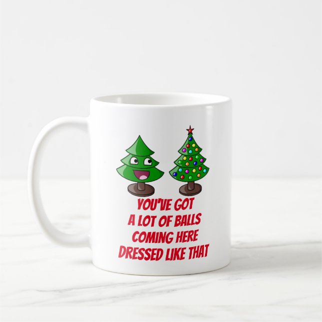 Funny Christmas Tree - Lot of Balls Coffee Mug (Left)