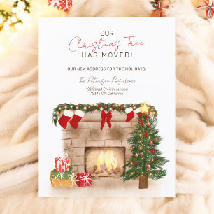 Funny Christmas tree moved cosy winter moving Announcement Postcard