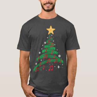 Funny Christmas Tree Musical Notes Song Santa Hat  T-Shirt