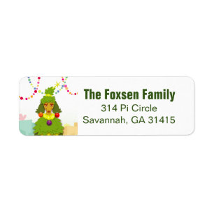 Funny Christmas Tree Poodle Return Address Label