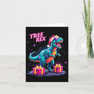 Funny Christmas Tree Rex Boys Men Cool 70s 80s Xma Card