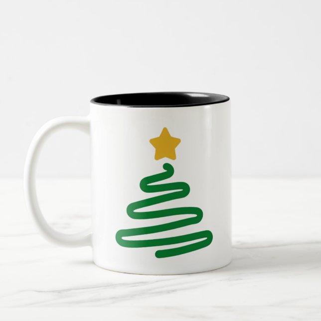 Funny Christmas Tree Two-Tone Coffee Mug (Left)