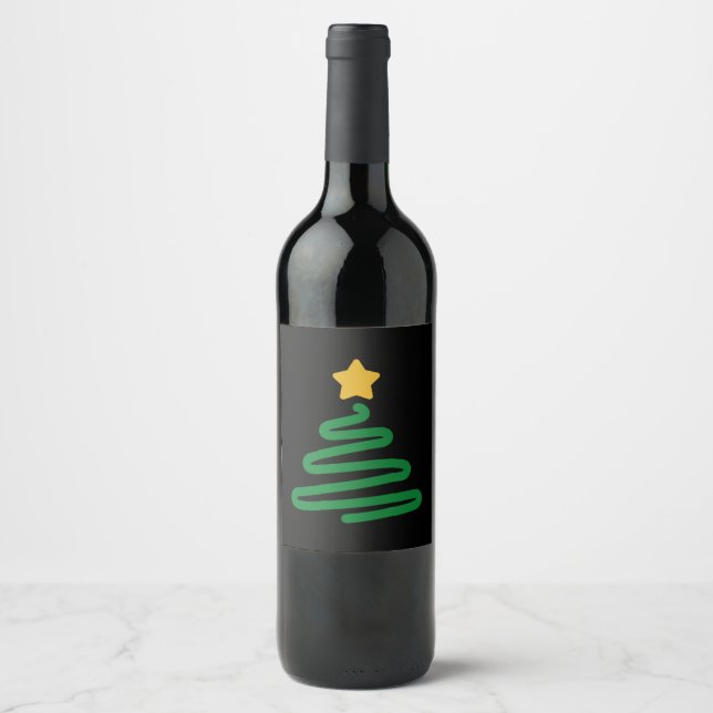 Funny Christmas Tree Wine Label (Front)