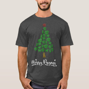 Funny Christmas Tree With Pugs Cute Dog Lover  T-Shirt