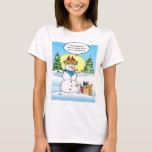 Funny Christmas Tshirts | Frosty Snowman Tabby Cat<br><div class="desc">If you're into wearing funny Christmas tshirts, here's a good one! The unique design by Raphaela Wilson depicts an orange tabby cat with a blowtorch melting down a snowman that 2 innocent red cardinals are sitting atop of in their cosy winter nest... One cardinal bird says: "I think tomorrow's forecast...</div>