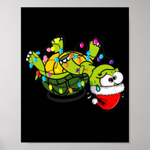 Funny Christmas Turtle It's Fine I'm Fine Everythi Poster