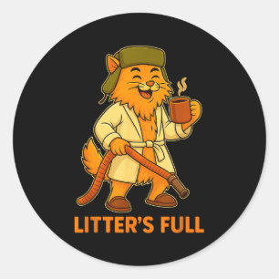 Funny Christmas Vacation Litter S Full Cat Parody Classic Round Sticker