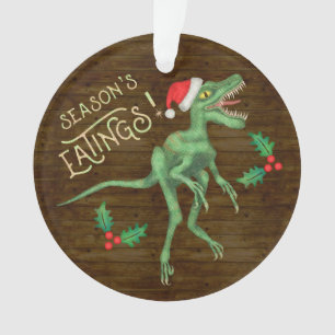 Funny Christmas Velociraptor Dinosaur Eatings Ornament