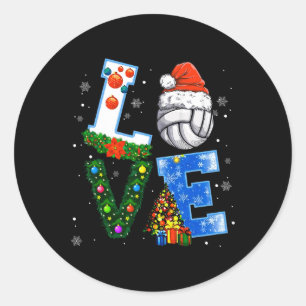 Funny Christmas Volleyball Players Lovers Xmas  Classic Round Sticker