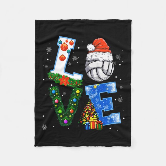 Funny Christmas Volleyball Players Lovers Xmas  Fleece Blanket (Front)