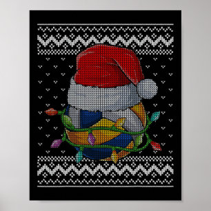 Funny Christmas Volleyball Santa Hat Xmas Pyjamas  Poster