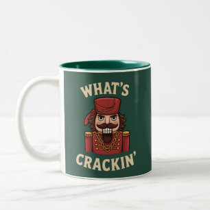 Funny Christmas What's Crackin' Nutcracker Xmas Two-Tone Coffee Mug