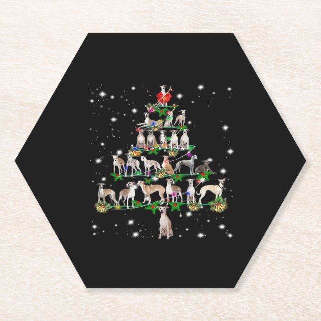 Funny Christmas Whippet Dog Lovers Gift Essential  Paper Coaster (Front)