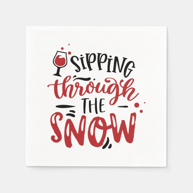 funny Christmas wine drinking party Napkins (Front)