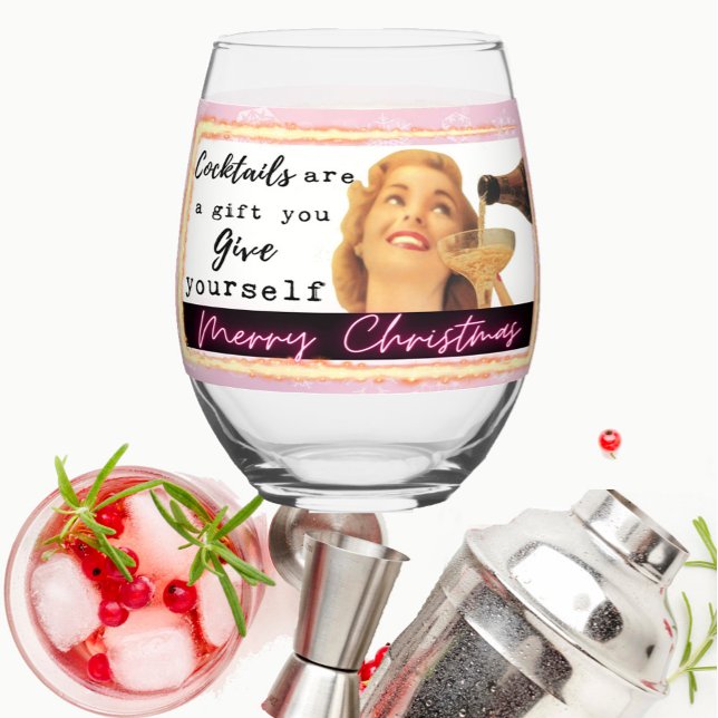 Funny Christmas Wine Glass Retro Best Friend Gift (Creator Uploaded)