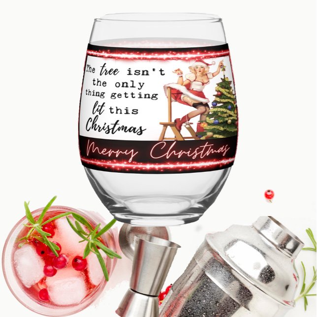 Funny Christmas Wine Glass Retro Best Friend Lit (Creator Uploaded)