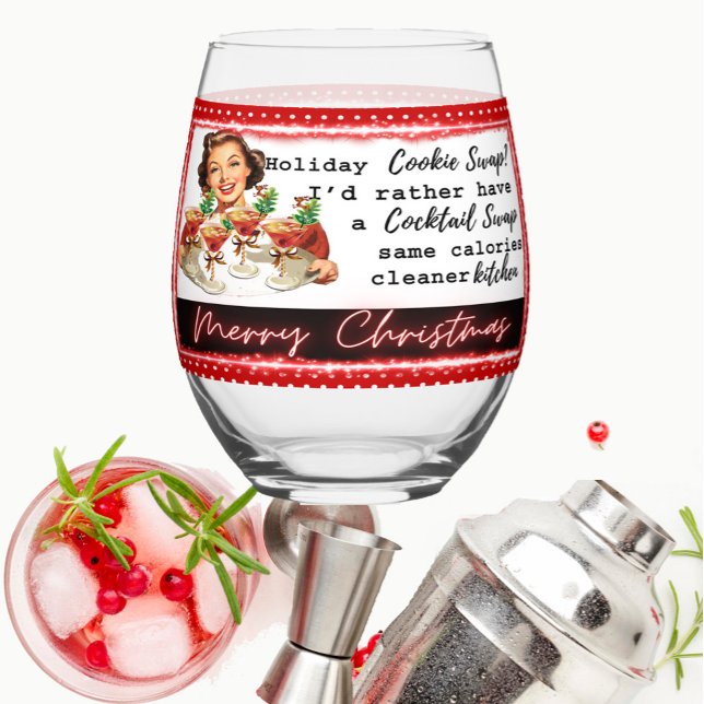 Funny Christmas Wine Glass Retro Best Friend Swap (Creator Uploaded)
