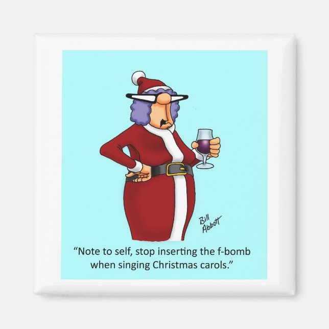 Funny Christmas Wine Magnet (Front)