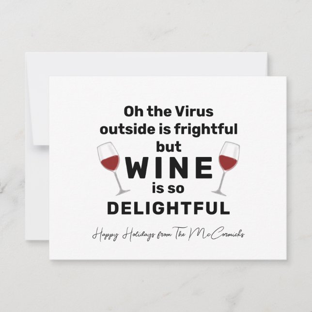 Funny Christmas Wine Pun Personalised Holiday Card (Front)