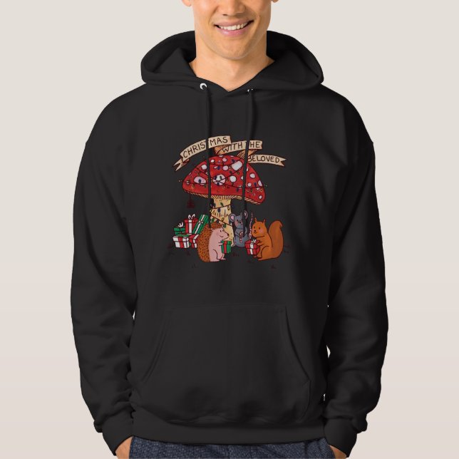 Funny Christmas with Mushroom Squirrel Mouse and M Hoodie (Front)