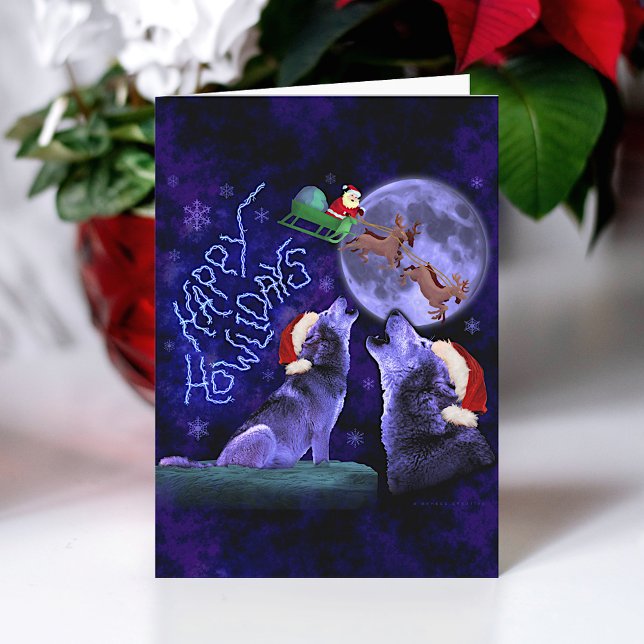 Funny Christmas Wolf Pun Happy Howlidays Custom Holiday Card (Creator Uploaded)