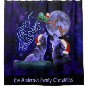 Funny Christmas Wolves Happy Howlidays   Custom Shower Curtain