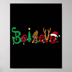Funny Christmas Xmas Bigfoot Believe Sasquatch In  Poster