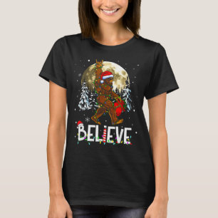 Funny Christmas Xmas Bigfoot Believe Sasquatch In T-Shirt