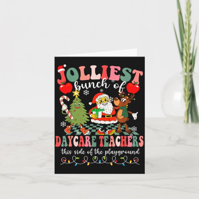 Funny Christmas Xmas Jolliest Bunch Of Daycare Tea Card (Front)