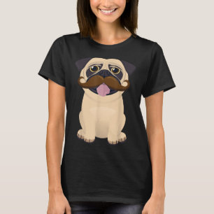 Funny Christmas Xmas Pug Dog Moustache Kids Costum T-Shirt