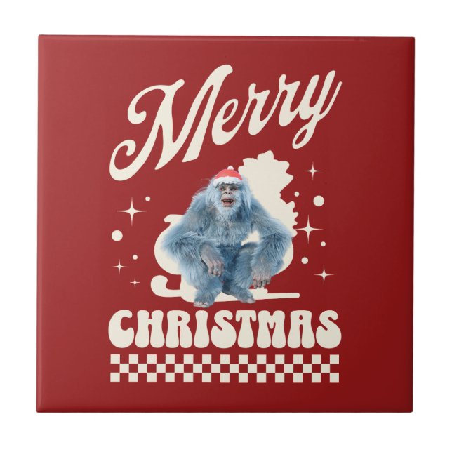 Funny Christmas Yeti Holiday Humour Ceramic Tile (Front)