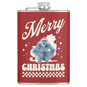 Funny Christmas Yeti Holiday Humour Hip Flask
