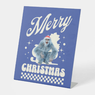 Funny Christmas Yeti Holiday Humour Pedestal Sign