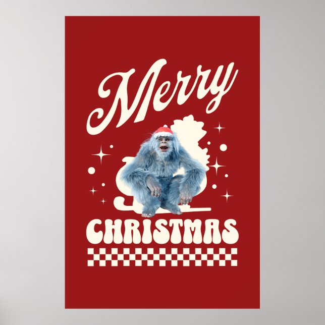 Funny Christmas Yeti Holiday Humour Poster (Front)