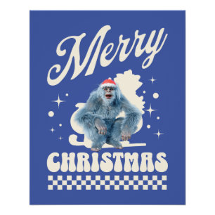 Funny Christmas Yeti Holiday Humour Poster