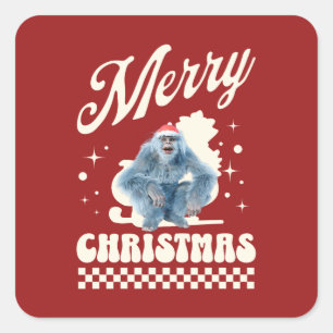 Funny Christmas Yeti Holiday Humour Square Sticker