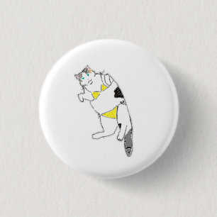 Funny Chubby Calico Cat in Bikini Gift 3 Cm Round Badge