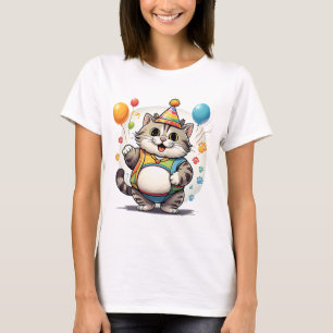 Funny Chubby Cat Party T-Shirt Cute Dancing Kitty