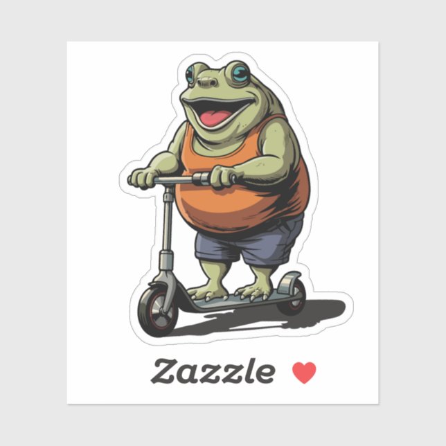 Funny Chubby Frog Riding Scooter Cartoon | (Sheet)